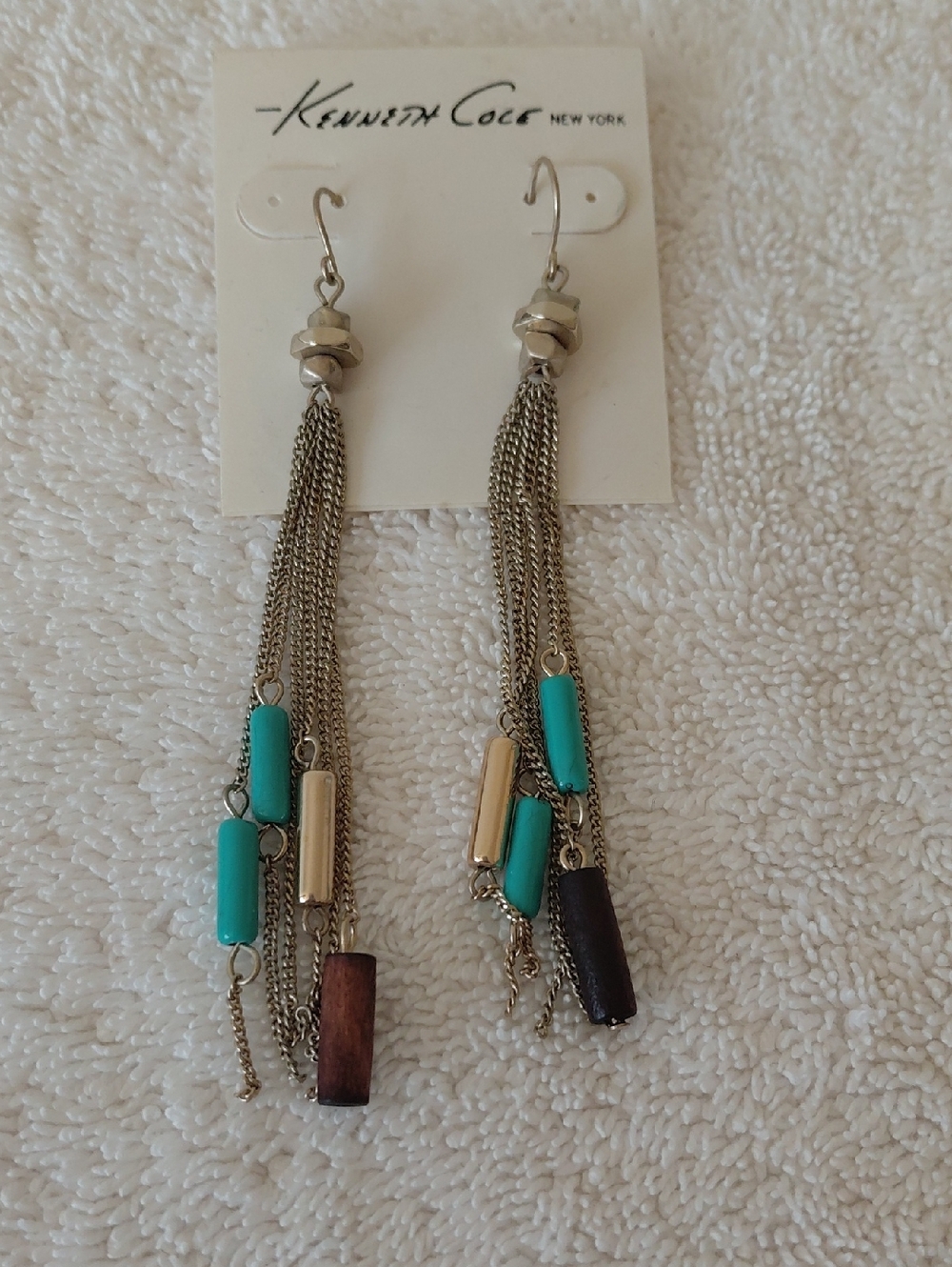 Kenneth Cole Gold-Tone Tassel Earrings with Turquoise and Brown Accents